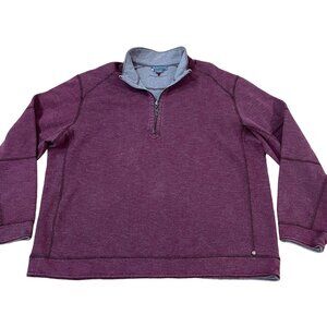 Tommy Bahama Reversible Sweater Men's Size XXL 1/4-Zip Pullover Burgundy Gray